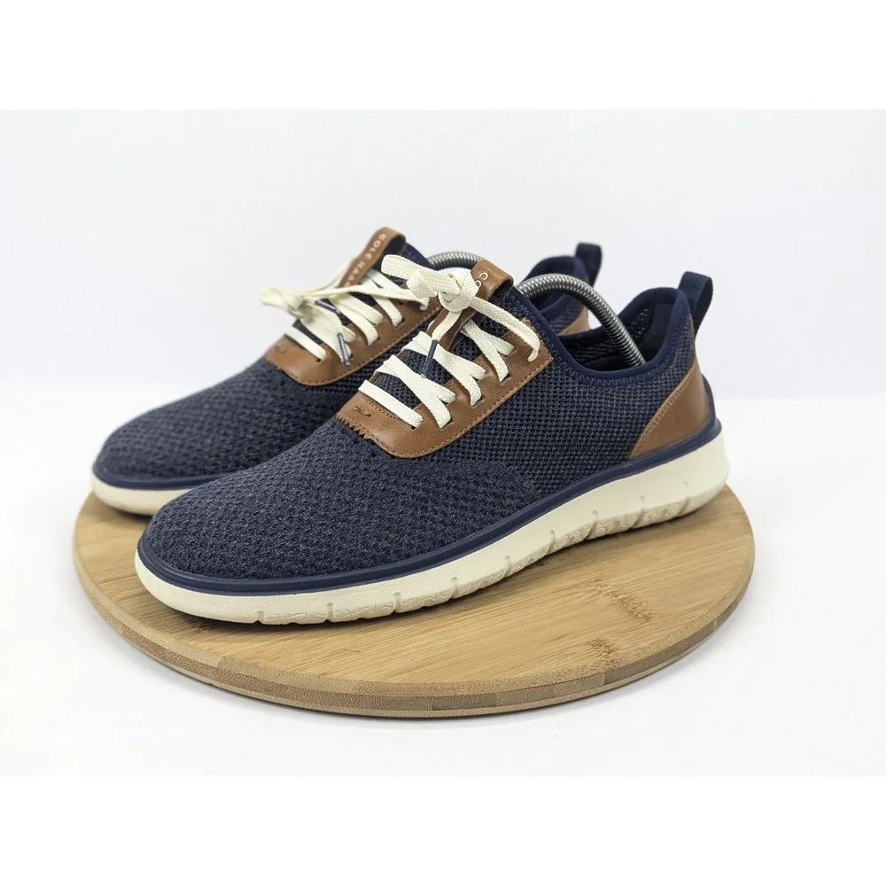 Cole Haan Zerogrand Stitchlite Oxford Mens 9.5 Navy Blue Knit Sneakers C31402